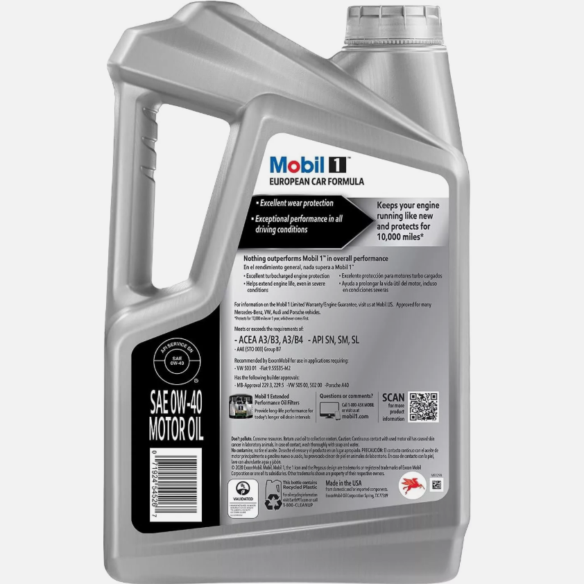 ZYQ3 Mobil 1 Công thức xe hơi châu Âu 0W40 4,73 lít Mobil 1 Dầu động cơ Dầu bôi trơn hiệu suất cao & chất tẩy rửa